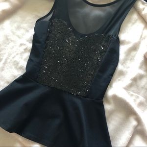 Bebe Sequin Peplum Dressy Top